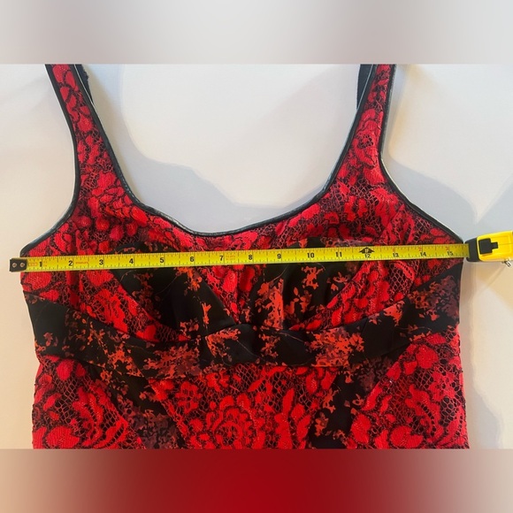 Diane von Furstenburg Vamp red black lace maxi sheer inset dress 8 whimsigoth - Picture 10 of 15
